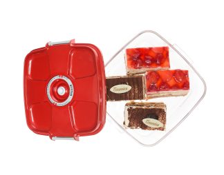 Kvadratna vakuumska posoda, 2 litra - rdeča