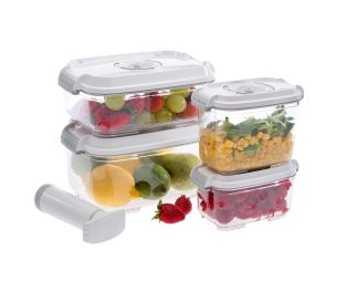 Set manjših pravokotnih vakuumskih posod, 5-delni set - bela