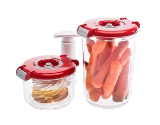 Set okroglih vakuumskih posod, 5-delni - rdeča