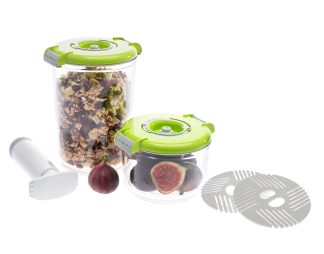 Set okroglih vakuumskih posod, 5-delni - zelena