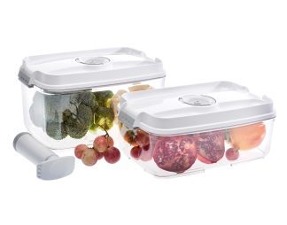 Set večjih pravokotnih vakuumskih posod, 5-delni - bela