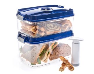 Set večjih pravokotnih vakuumskih posod, 5-delni - modra