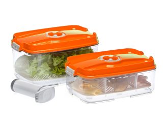 Set večjih pravokotnih vakuumskih posod, 5-delni - oranžna