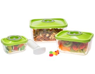 Steklene vakuumske posode, 4-delni set - zelena