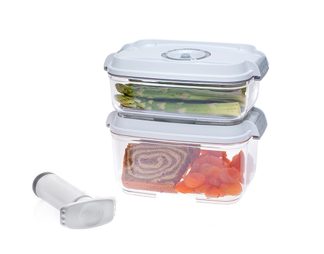 set srednjih vakuumskih posod z ročno črpalko