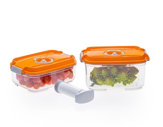 set srednjih vakuumskih posod z ročno črpalko